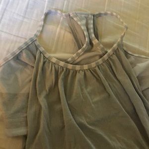 Gray and white lululemon tank with built in bra.